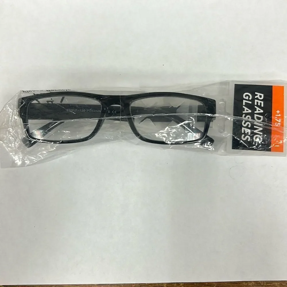 Reading Glasses +1.75.. Set of 3 pair. Black. EG109